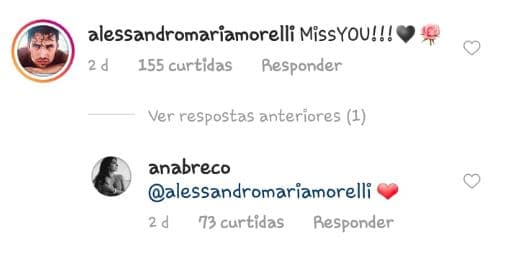 Las reacciones por parte de Alessandro Morelli continuaron y así comentó la publicación de la actriz de 32 años de edad.