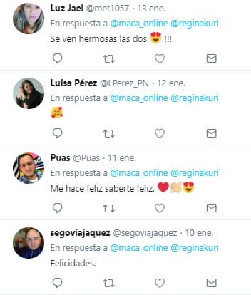La publicación recibió 54 comentarios, en donde la mayoría eran para felicitarlas por su supuesta relación.
<br>