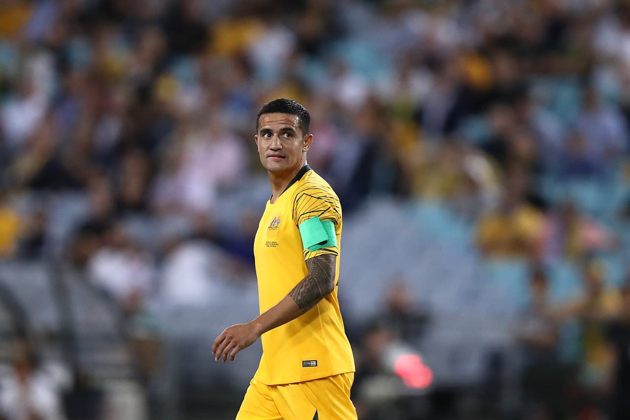 SYDNEY, AUSTRALIA - NOVEMBER 20: Tim Cahill of Australia reacts during the International Friendly Match between the Australian Socceroos and Lebanon at ANZ Stadium on November 20, 2018 in Sydney, Australia. (Photo by Ryan Pierse/Getty Images)