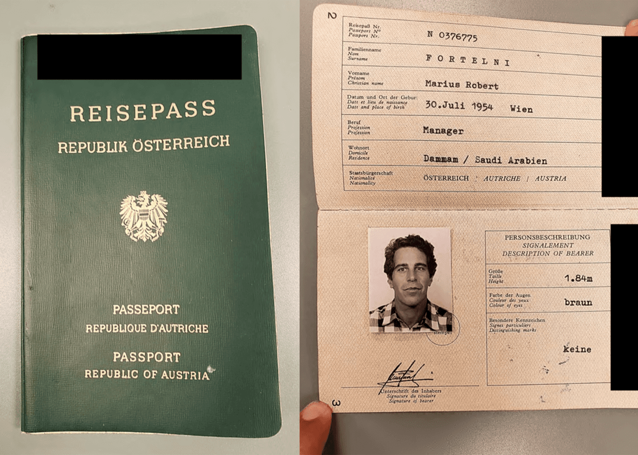 Pasaporte austríaco de Jeffrey Epstein.