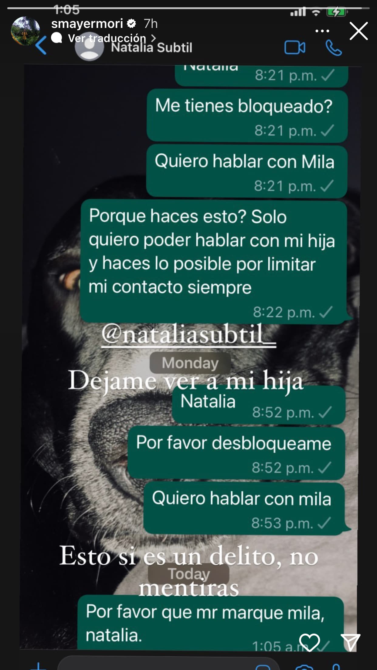 Sin embargo, al parecer él se da cuenta que la brasileña lo tiene bloqueado y le ruega que deje de hacerlo. 
<br>