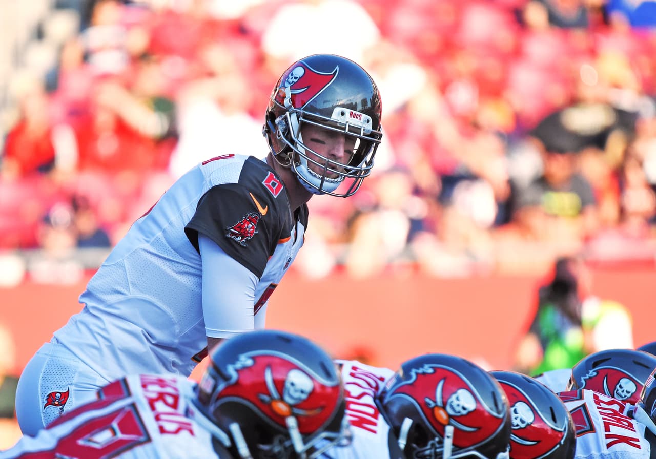 Tampa Bay Buccaneers quarterback Mike Glennon (8) sets for play in the fourth quarter against the Chicago Bears during a week 10 NFL football game Nov. 13, 2016 in Tampa, Fla. The Buccaneers won 36 - 10. (Al Messerschmidt via AP)