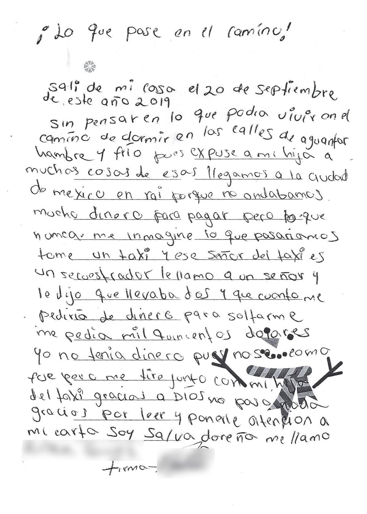 Cartas escritas por los migrantes que esperan en Nuevo Laredo por sus citas ante un juez de EEUU, para solicitar asilo político.