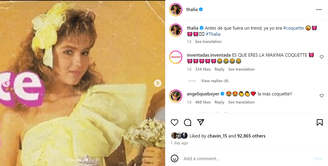 Thalía defendió su lugar como pionera del estilo 'coquette'.