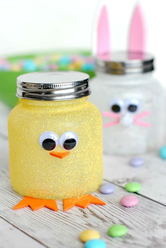Easter Candy Jars: These Easter Candy Jars are as adorable as they are easy. Who doesn't love candy? Make these with your kids, your class or even your friends on craft night. This is one simple, inexpensive and unbelievably sweet Easter craft.