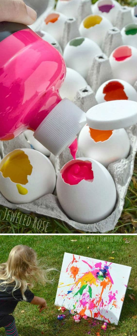 Egg Painting: Okay, I know what you are thinking.'No way!' But, I promise, it will be worth it. Just remember to do this one outside.