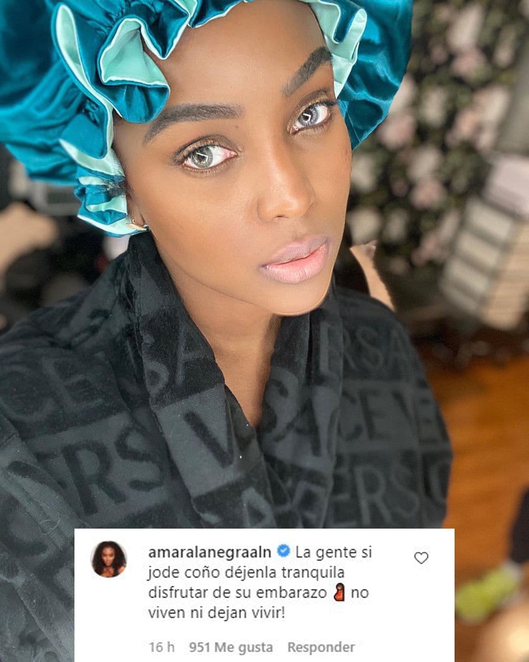 Amara la Negra no quiso quedar fuera de los comentarios y le escribió: "La gente sí jode, coño. Déjenla tranquila disfrutar de su embarazo. No viven ni dejan vivir", se quejó.