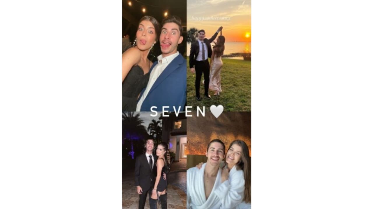 Gabriella Cataño y su novio celebrando.