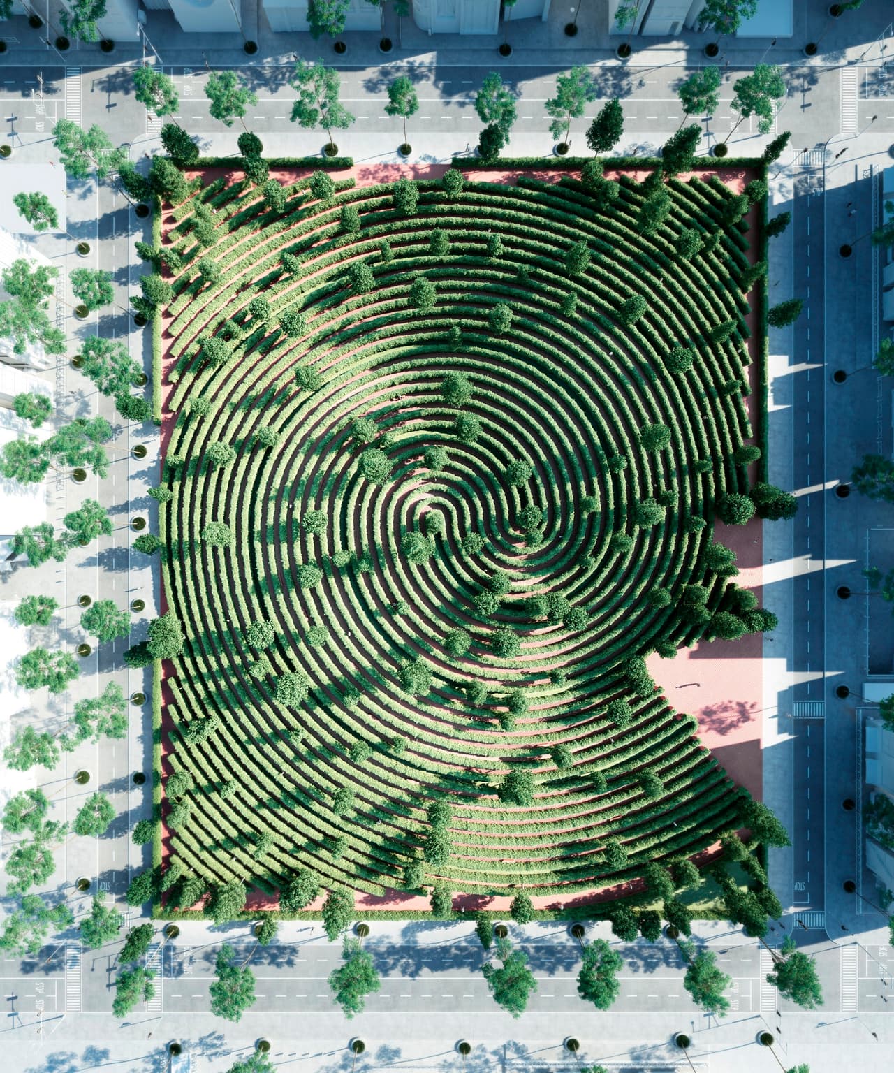 El estudio de los diseñadores está situado en las montañas de Austria, un lugar cuya naturaleza, soledad y el silencio resultó inspirador en el diseño de este como “parque para tiempos de coronavirus”.