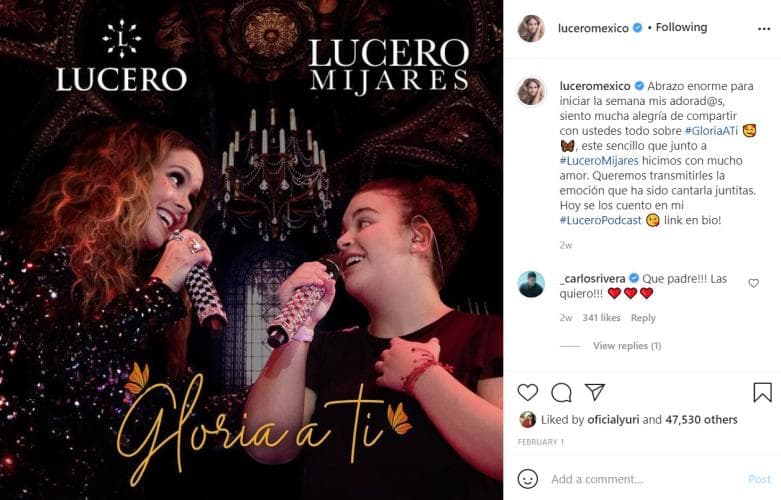 Lucero inició su carrera 6 años más pequeña que su hija, a los 10, pero también debutó mostrando su talento para el canto.