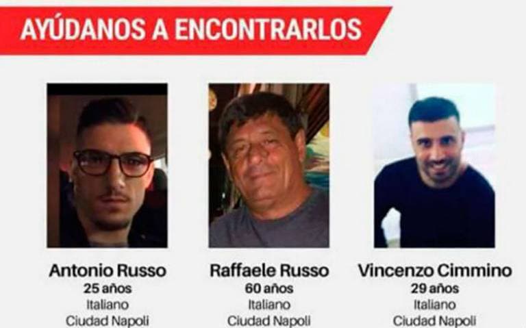 Boletín difundido por la fiscalía de Jalisco para la búsqueda de los tres italianos desaparecidos.