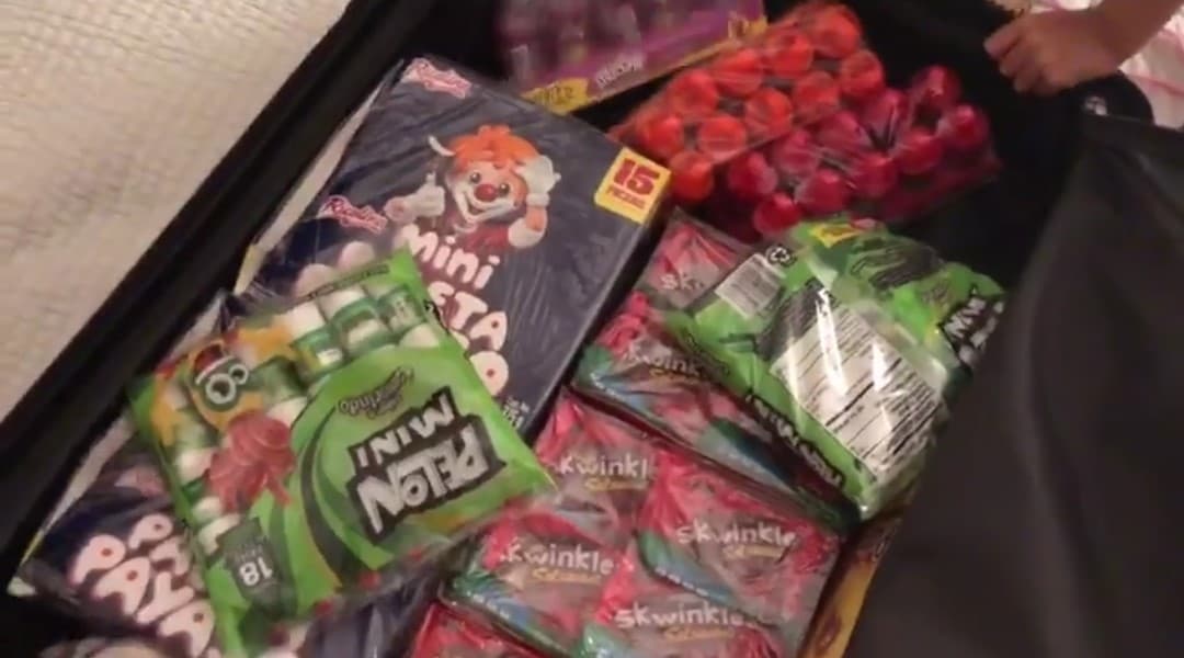 Aunque aún no ha revelado que tema sobresaldrá en este cumpleaños de Giulietta, si compartió que habrá dulces mexicanos. Doña Alicia llegó con esta enorme maleta repleta de los dulces que les gustan a la familia Martínez Gámez y las salsas que le fascinan a la conductora mexicana.
<br>