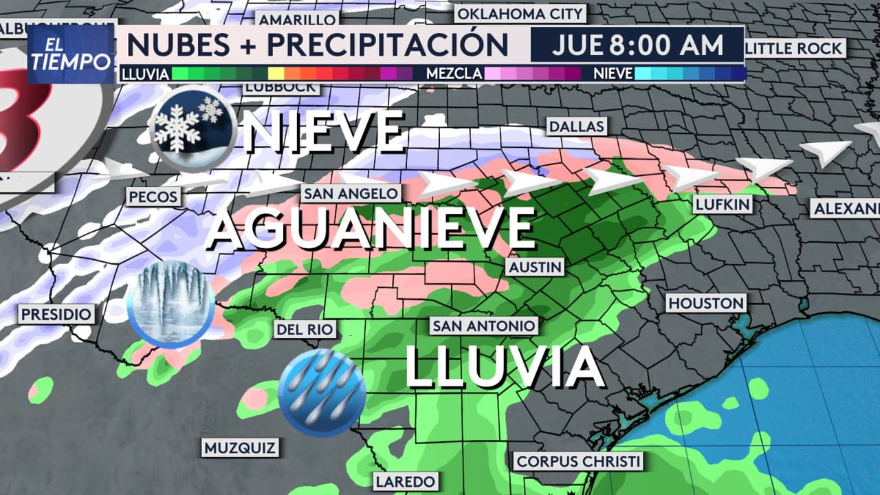 <b>El jueves, se espera que San Antonio enfrente un día frío y lluvioso</b>, con temperaturas cercanas a los 30 °F. Aunque no se prevén grandes impactos en el norte del condado de Bexar, la presencia de aguanieve o nieve ligera podría generar algunos inconvenientes. En el Hill Country, las condiciones serán más severas, con lluvias heladas, aguanieve y, en algunas áreas, nieve. 
<b>La recomendación es tener precaución en puentes y pasos elevados, ya que la acumulación de hielo podría hacerlos peligrosos.</b>