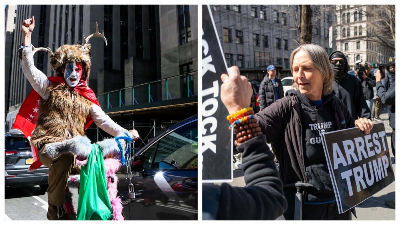Partidarios y oponentes de Donald Trump reunidos en Manhattan