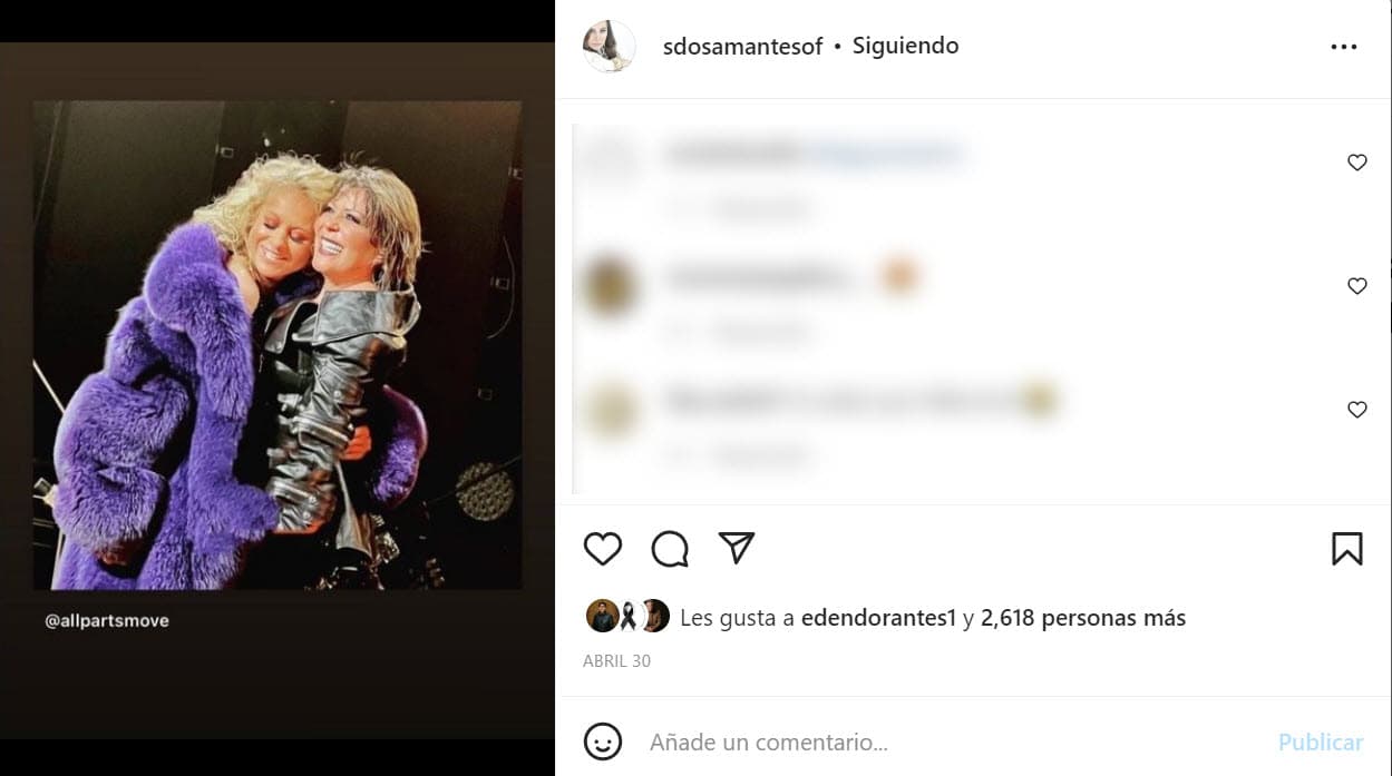 Por ejemplo, el 30 de abril, fecha que para entonces ya había hecho pública su enfermedad, puso esta foto de su hija
<b><a href="https://www.univision.com/shows/despierta-america/fin-de-la-rivalidad-paulina-rubio-y-alejandra-guzman-se-abrazan-en-pleno-escenario-del-perrisimas-tour-video" target="_blank">Paulina Rubio con Alejandra Guzmán. </a></b>
<br>