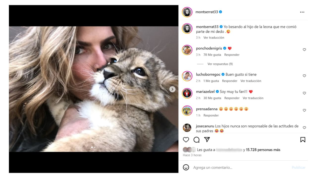 Montserrat Oliver apareció con el bebé de la leona que le arrancó el dedo.