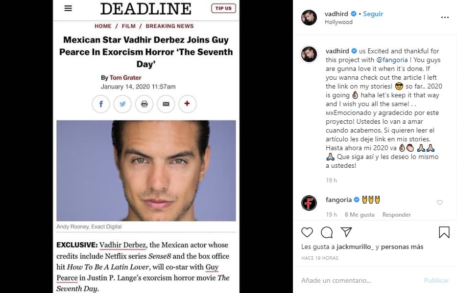 El hijo de Eugenio Derbez confirmó la noticia a través de su cuenta de 
<b><a href="https://www.instagram.com/p/B7W14ACpvnC/" target="_blank">Instagram</a></b>, donde replicó el reporte del medio estadounidense.