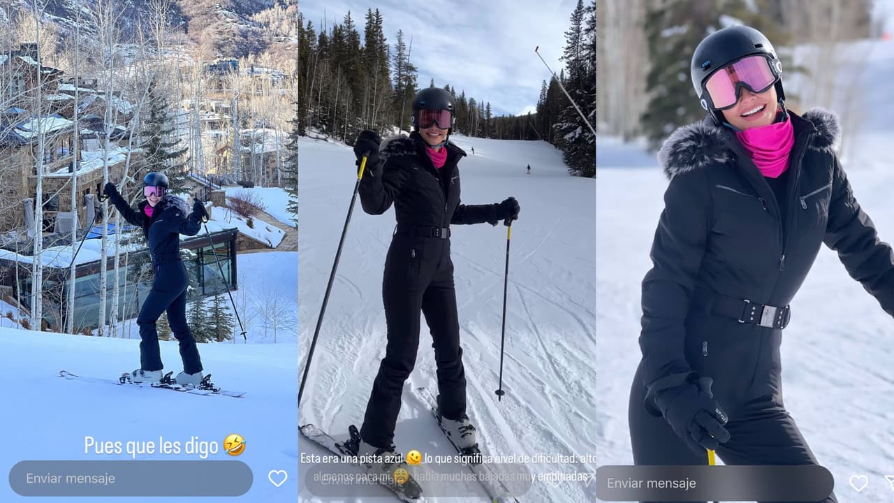 Ana Patricia Gámez enfrentó así su "miedo" a esquiar en nieve.
