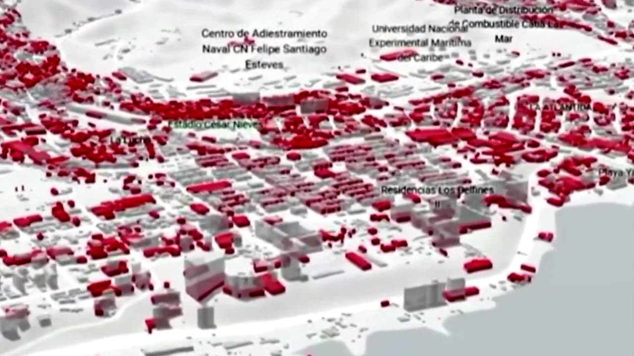 Mapa 3D revela zonas afectadas en La Guaira tras el terremoto en Venezuela
