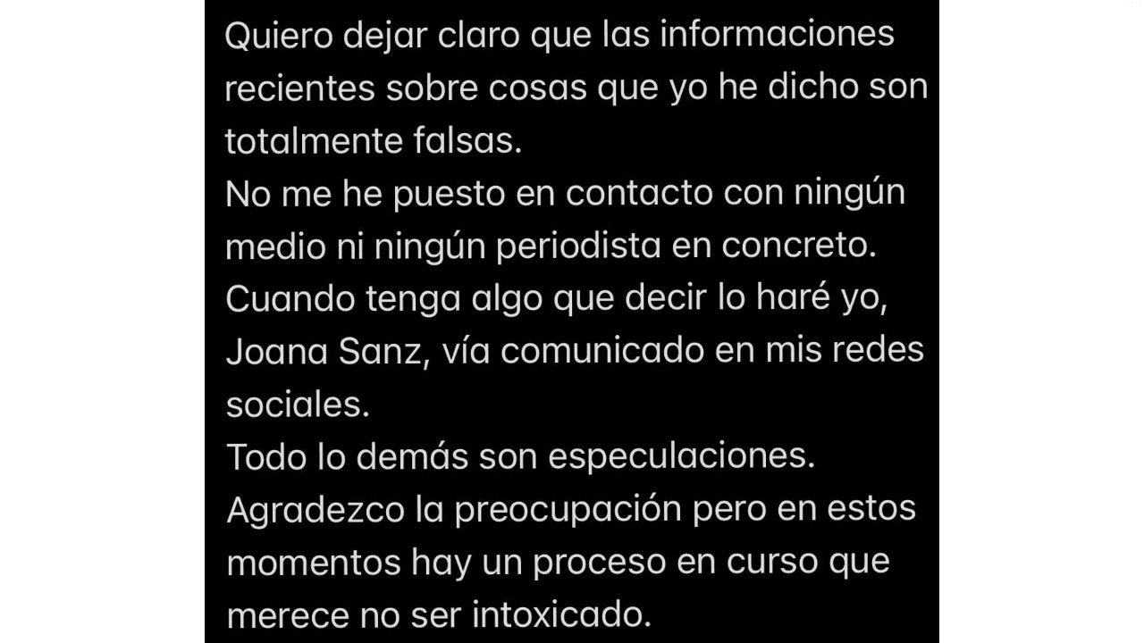 Joana Sanz da su postura sobre las especulaciones de la situación con su esposo Dani Alves.
