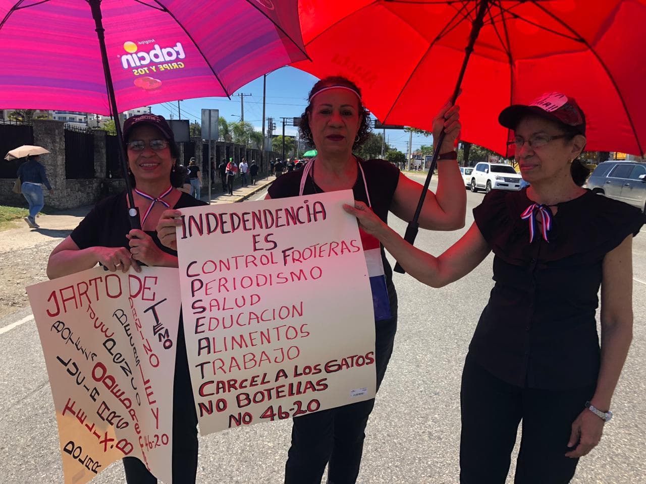 "Independencia es: control fronteras, periodismo, salud, educación, alimentos, trabajo, cárcel a los gatos, no botyellas, no 46-20"