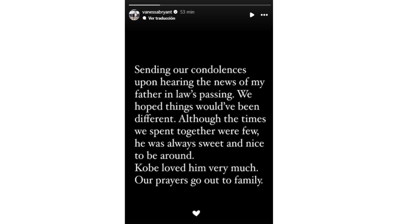 Vanessa Bryant lanza mensaje tras muerte de su suegro, Joe Bryant.