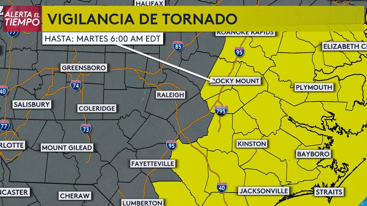 Emiten vigilancia de tornado en más de 30 condados de Carolina del Norte 
