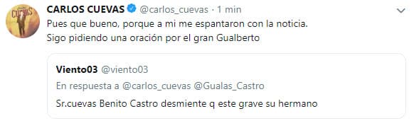 Además, volvió a pedir una oración por su amigo y confesó que se asustó cuando le dieron la noticia sobre su salud.
<br>