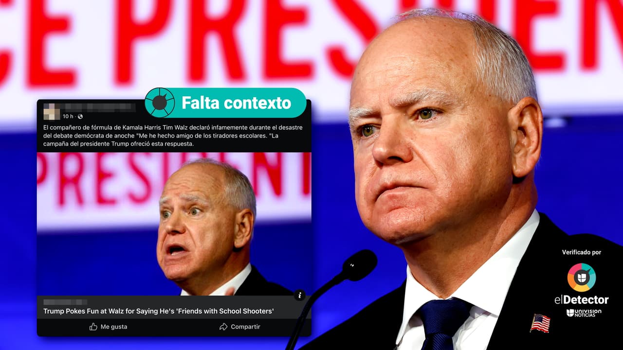 Falta contexto a publicaciones que citan una declaración de Tim Walz sobre los tiroteos escolares en el debate vicepresidencial