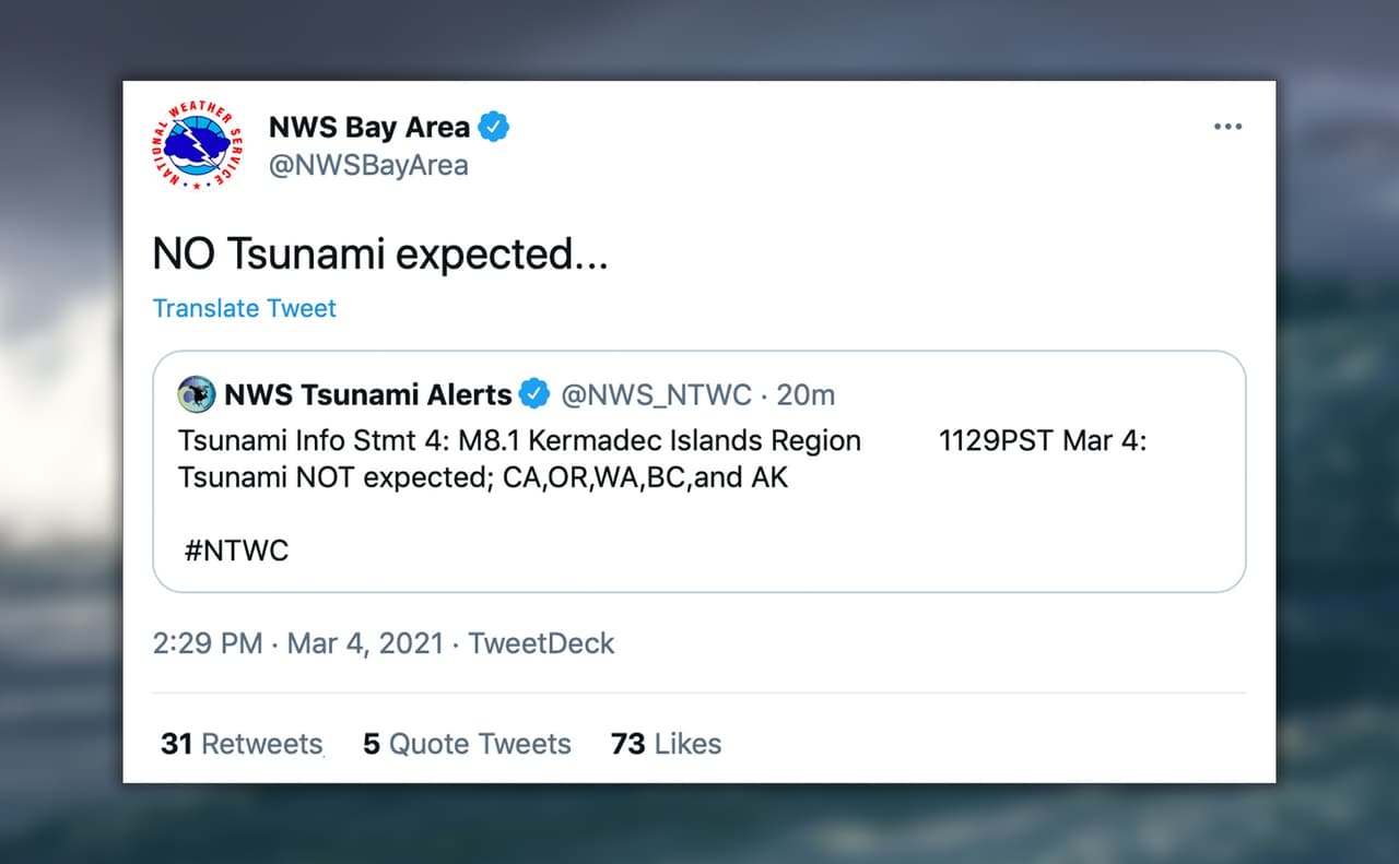 De acuerdo con el 
<a href="https://earthquake.usgs.gov/earthquakes/map/?currentFeatureId=us7000dflf&extent=-77.23507,-286.52344&extent=78.69911,143.78906&listOnlyShown=true&timeZone=utc" target="_blank">Servicio Geológico de EEUU</a>, las costas de 
<a href="https://www.univision.com/local/los-angeles-kmex/terremotos-mundo-ocurren-en-la-zona-falla-de-san-andres-fotos">California</a> son unas de las más propensas a experimentar un tsunami debido a las fallas geológicas que atraviesan el estado, las cuales tienen el potencial de 
<a href="https://www.univision.com/local/san-francisco-kdtv/un-escenario-caotico-asi-describen-los-cientificos-el-potencial-terremoto-sobre-la-falla-de-hayward-fotos">provocar poderosos terremotos</a>.