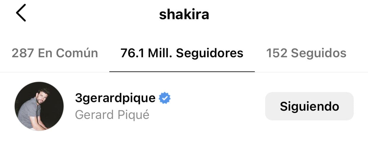 Tampoco Piqué ha dejado de seguirla. Hasta este lunes, él la tenía entre las personas a las que sigue, al mismo tiempo que a Clara Chía.