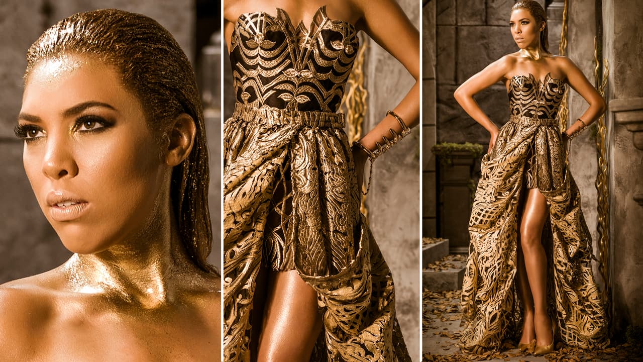 El dorado destaca la mirada perversa y magnética del papel que Zoila asumió con propiedad.