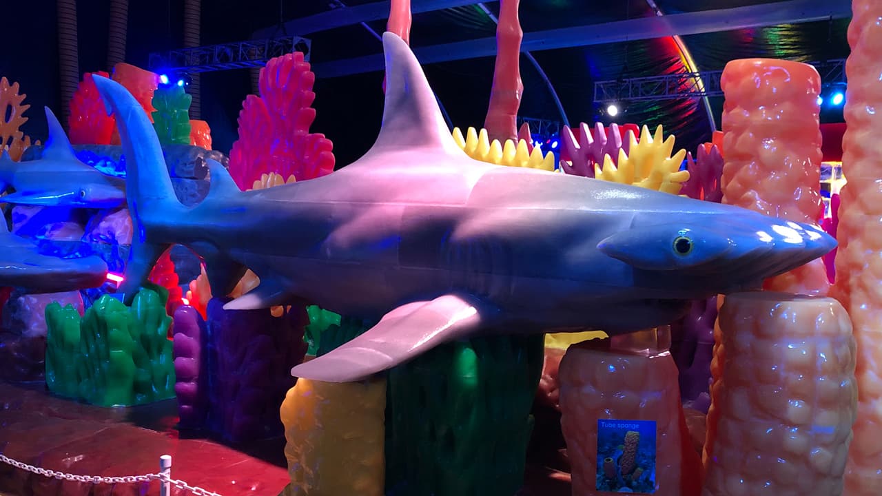 Maestros talladores de hielo de Harbin, China, crearon esta exhibición en Moody Gardens.