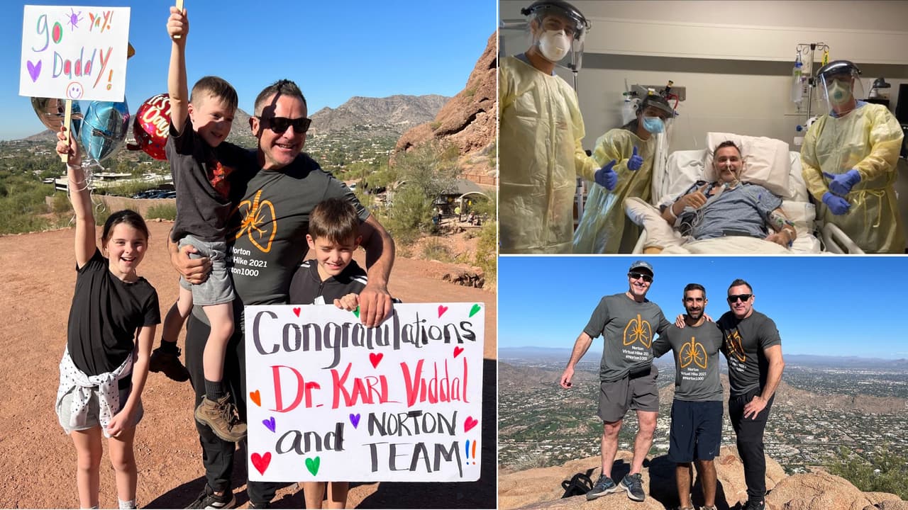 Estuvo un mes en coma y para demostrar su recuperación este sobreviviente de covid-19 escala la montaña Camelback de Phoenix 