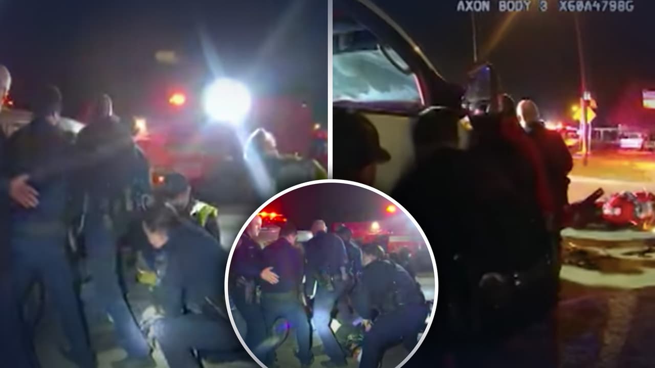 En video: Policías de Texas unen fuerzas para salvar la vida de un motociclista atrapado