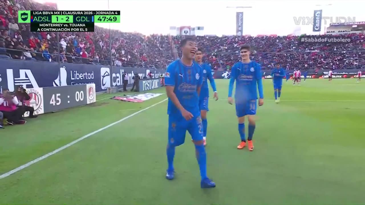 ¡Vaya golazo! El bailecito de Daniel Aguirre tras anotar el 1-2 al Atlético San Luis