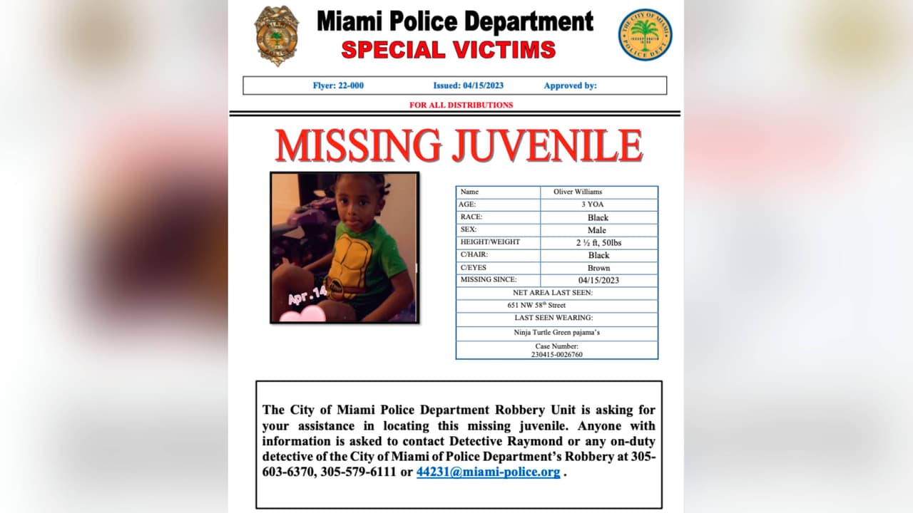 Hallan sano y salvo a niño de 3 años que había desaparecido en Miami