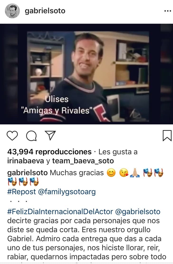 Este video que realizó un club de fans del actor de 46 años para felicitarlo por el Día Internacional del Actor, también le gustó a Irina.