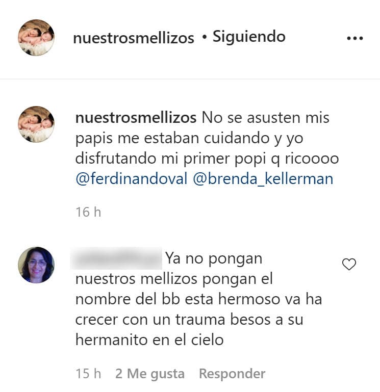 Una usuaria 
<b>sugería que cambiaran el nombre del perfil</b>, pues uno de los niños había muerto y Tadeo podría "crecer con un trauma".
<br>