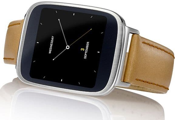 ASUS ZENWATCH - El ZenWatch, que funciona con Android y presenta un diseño clásico, con una caja de forma rectangular sobre el que se sitúa un cristal curvo táctil, finalizado con una correa de cuero.