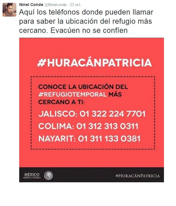 Horas después borró el comprometedor 'tuit', pero ya era muy tarde, porque todo el mundo lo vio. Aún así, publicó este otro mensaje y reiteró su postura al escribir: "Evacúen no se confien", (sic).