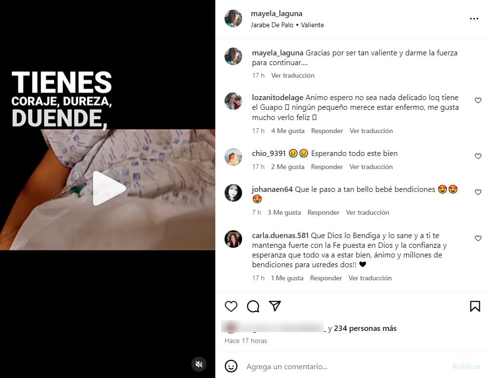 Mayela Laguna comparte video de Apolo en el hospital con fecha del 16 de febrero.