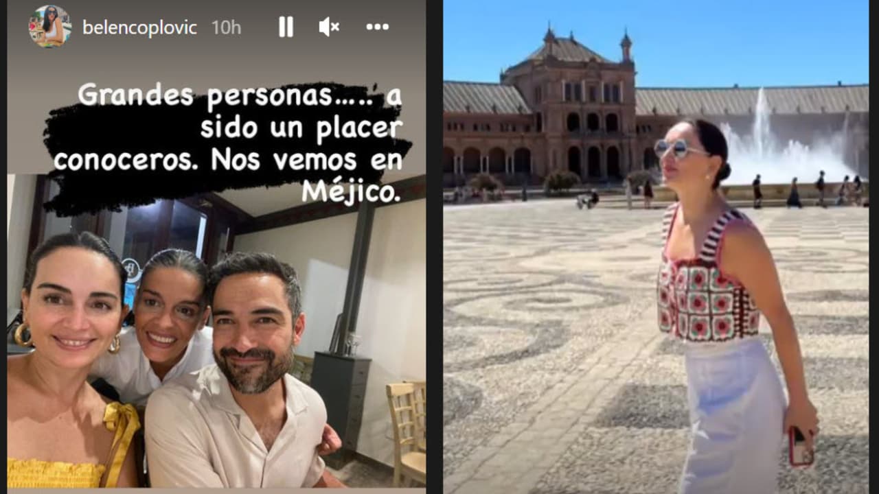 La foto de la izquierda es la primera en que aparecen juntos Ana de la Reguera y 'Poncho' Herrera. La actriz compartió otra de ella sola en España (derecha).