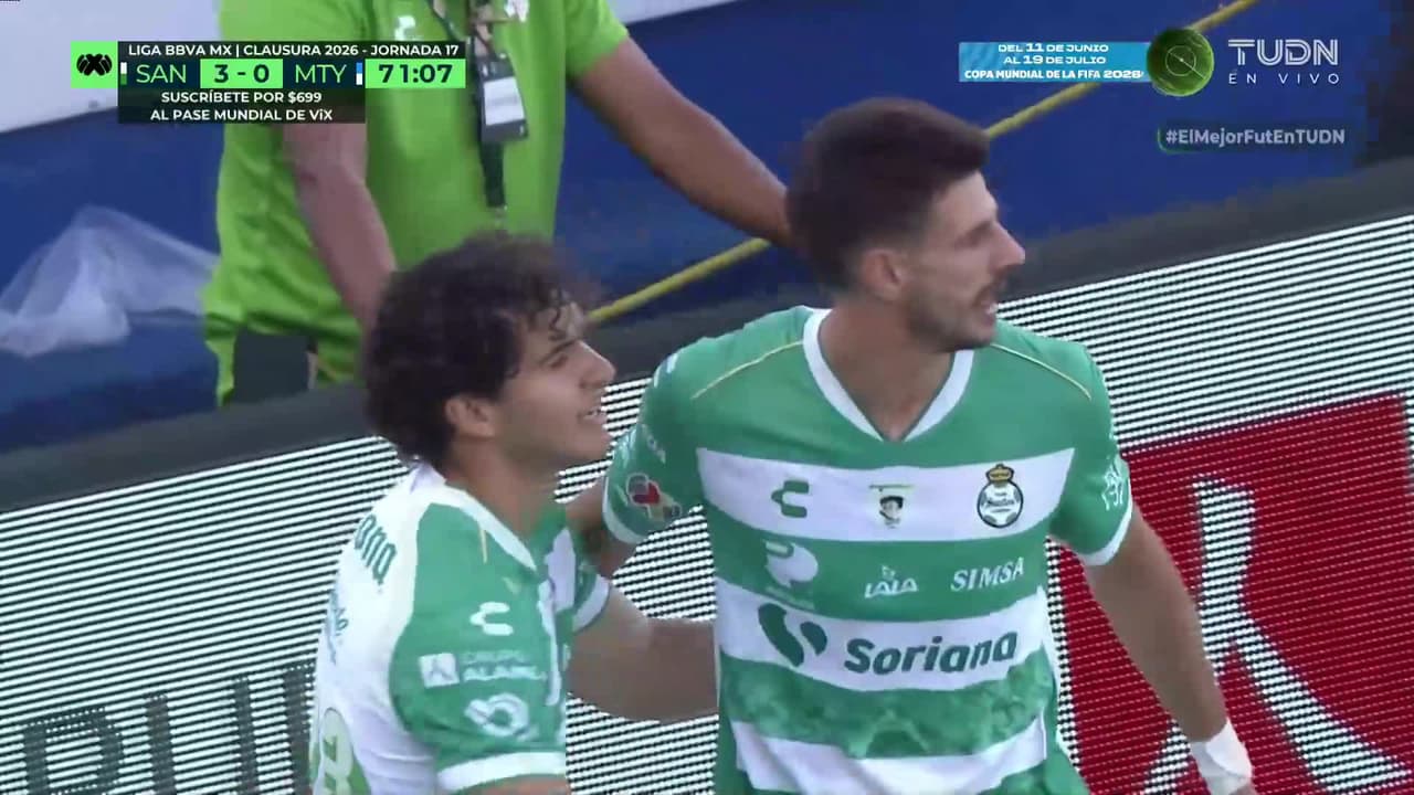 ¡Golazo de Santos! Obra de arte de Di Yorio para poner el 3-0 ante Monterrey