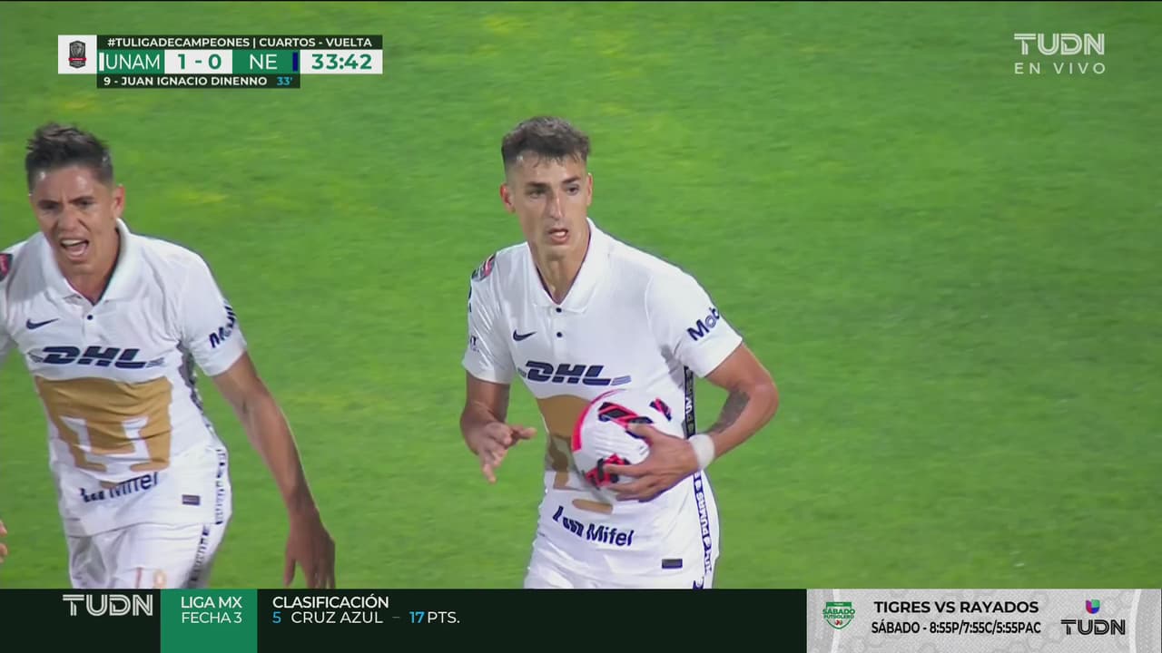 ¡Siguen con vida! Dinenno aparece para empujar el 1-0 de Pumas