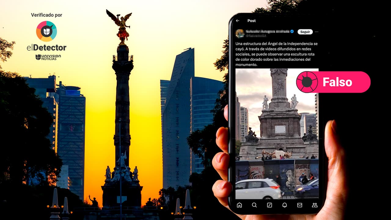 Es falso que la famosa escultura del Ángel de la Independencia, en Ciudad de México, se cayó recientemente