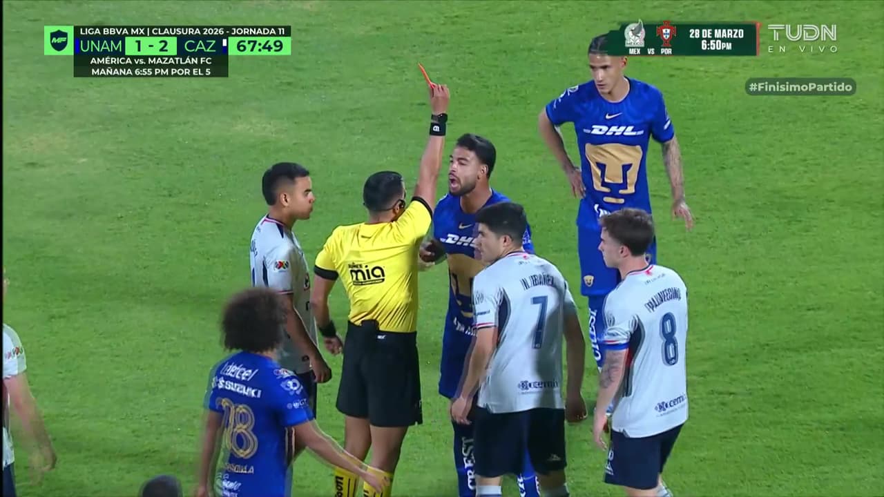 ¡Nathan Silva se va expulsado y Pumas busca la remontada con 10!