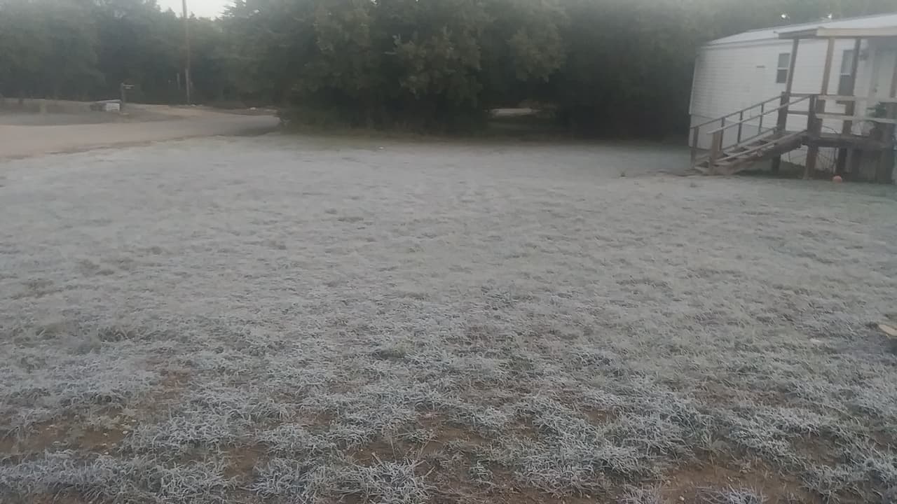 Un patio de Leander quedó cubierto de hielo.