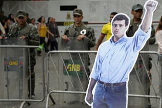 Una imagen del líder opositor preso Leopoldo López en las calles de Caracas.