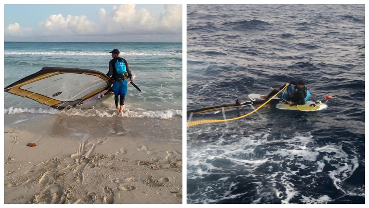 Cubano llega a las costas de Florida en un windsurf buscando desesperado tratamiento de salud en EEUU